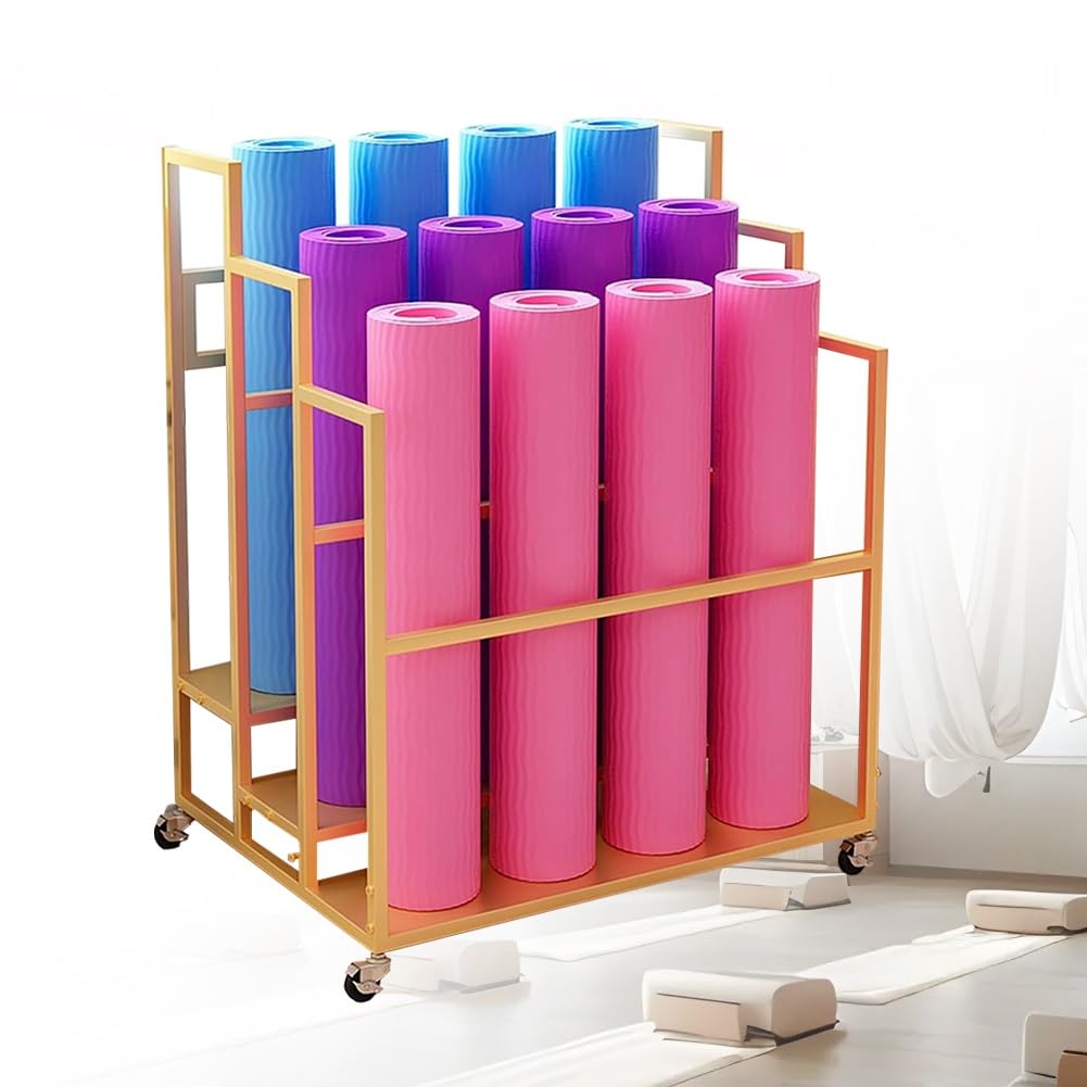 Chariot pour tapis de yoga en métal organisateur robuste pour fitness