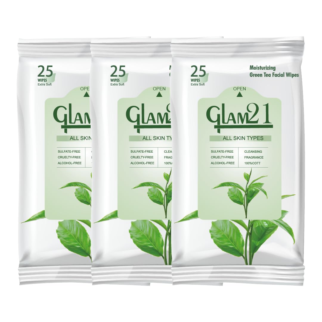 Glam21 Facial Wipes | Pack of 3 | Super-Soft & Moisturizing Face Wipes with Green Tea Extracts | Cleans Dust & Dirt Particles | Refreshing Daily Cleansing Wipes-image-18