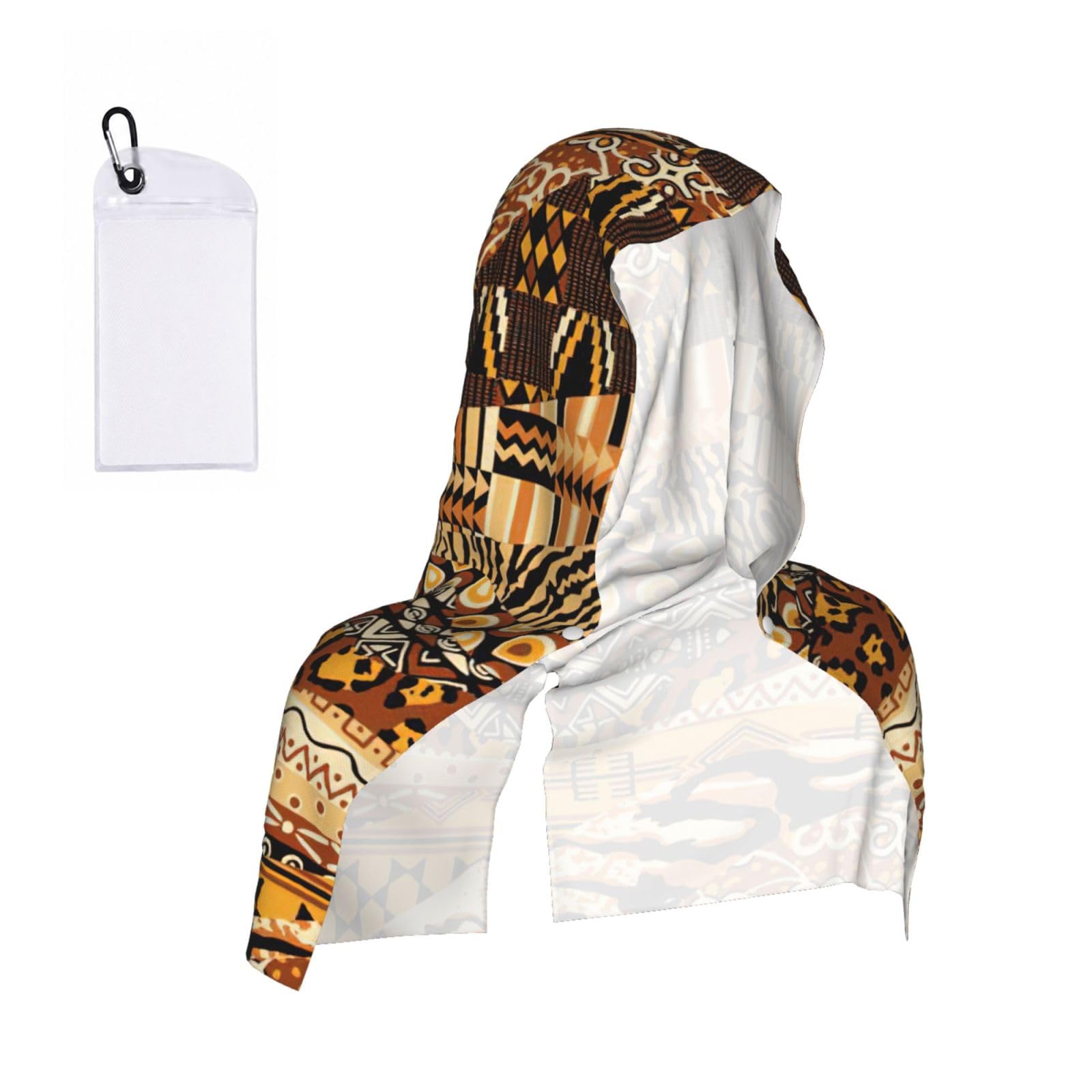 YQxwJL African Style Patchwork Print Unsex Cooling Hoodie Towel, Cools Instantly When Wet Sun Protection For Sports Fitness Gym