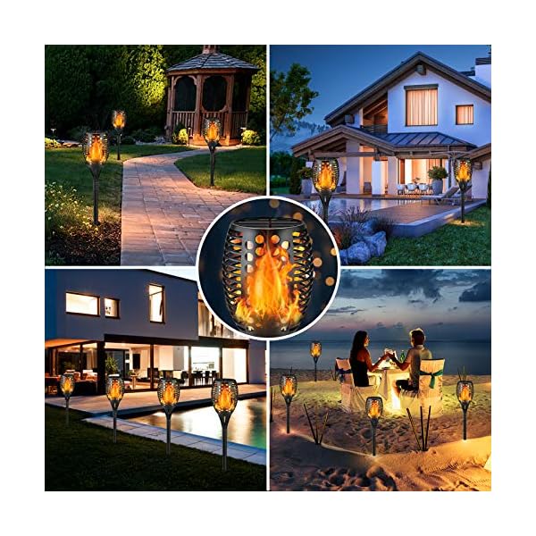 OPAMOO Solar Flammenlicht, 96 LED Solarleuchten Garten IP65 Wasserdicht Solarlampe Garten Fackeln Außen Solar… – Bild 3