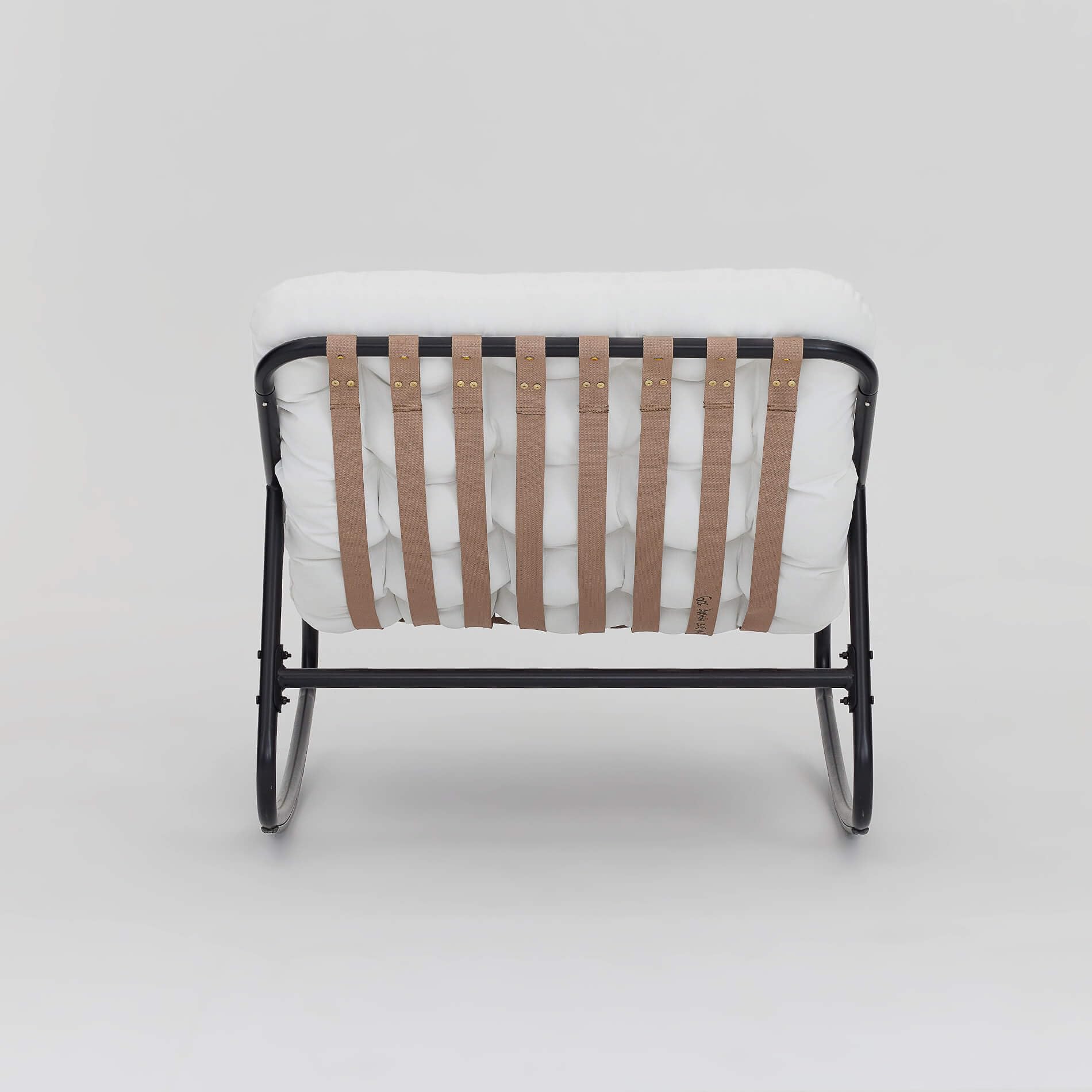 Rebecca Mobili Sillón Mecedora Grande, Silla Relax de Exterior, Gris Blanco, Acero Poliéster, para Interior o Exterior, Cojín Acolchado Alto - Dimensiones AxAnxFon: 74 x 78 x 101 cm - Art. RE7180