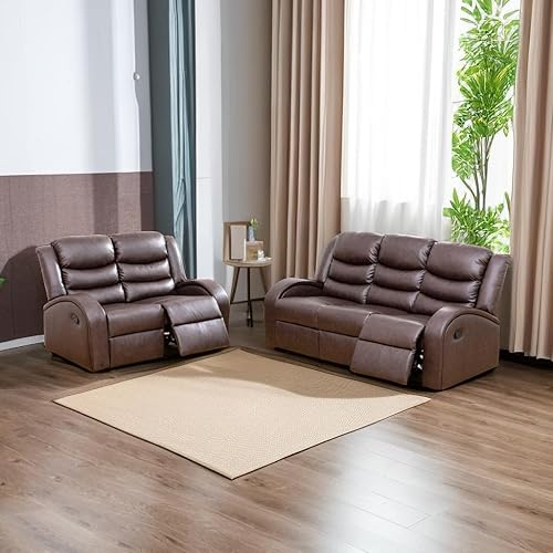 Miniatura 20 de A Ainehome Juego de sofá reclinable de lujo para sala de estar, juego de sofá reclinable de cuero y sillas de dos plazas, juegos de muebles de sala