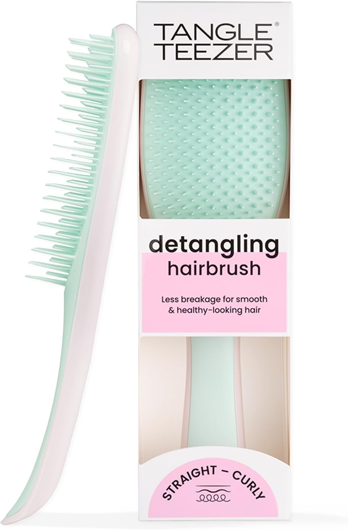 Tangle Teezer Ultimate Detangler Brush for Wet & Dry Hair, Eliminates Knots & Reduces Breakage for All Hair Types, Baby Pink & Mint