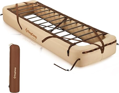 Miniatura 8 de KingCamp Base de cama de aire para campamento con almohadillas inflables ultraligeras para mochileros, marco de cama inflable individual alto para