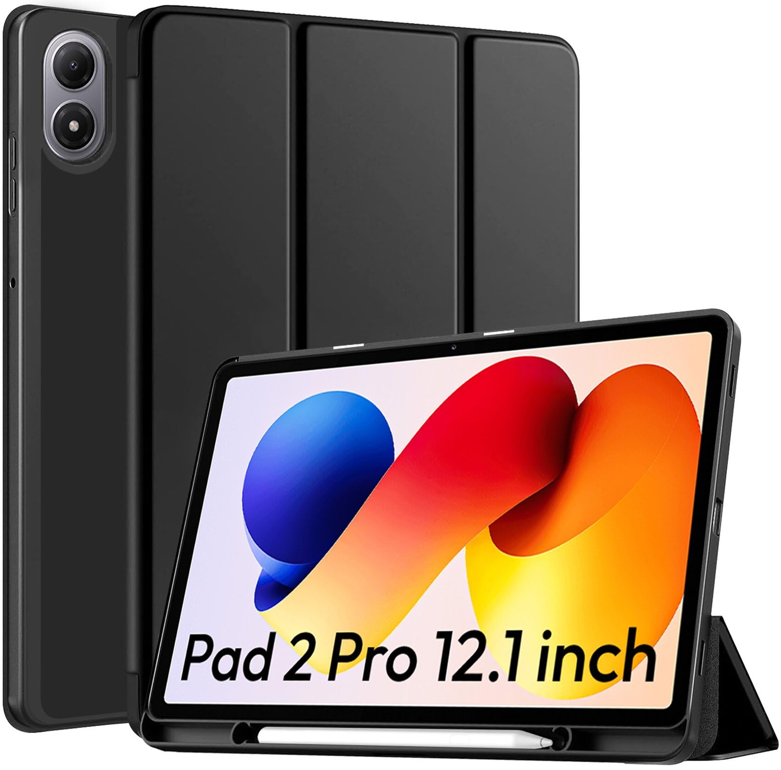 Robustrion Cover for Redmi Pad 2 Pro 12.1 inch Cover Case with [Pencil Holder], Trifold Cover Case for Redmi Pad 2 Pro Tablet Cover [Auto Sleep Wake Support] - Black-image-4