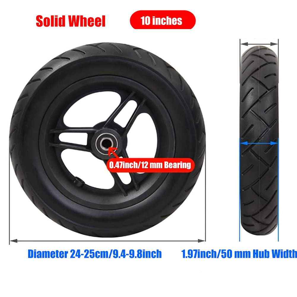 Ruedas Delanteras para Sillas de Ruedas de 2 Piezas de 10 Pulgadas, Rueda de Goma con Rodamiento de 12 mm, para Reemplazo de Ruedas para Silla de Ruedas Eléctrica