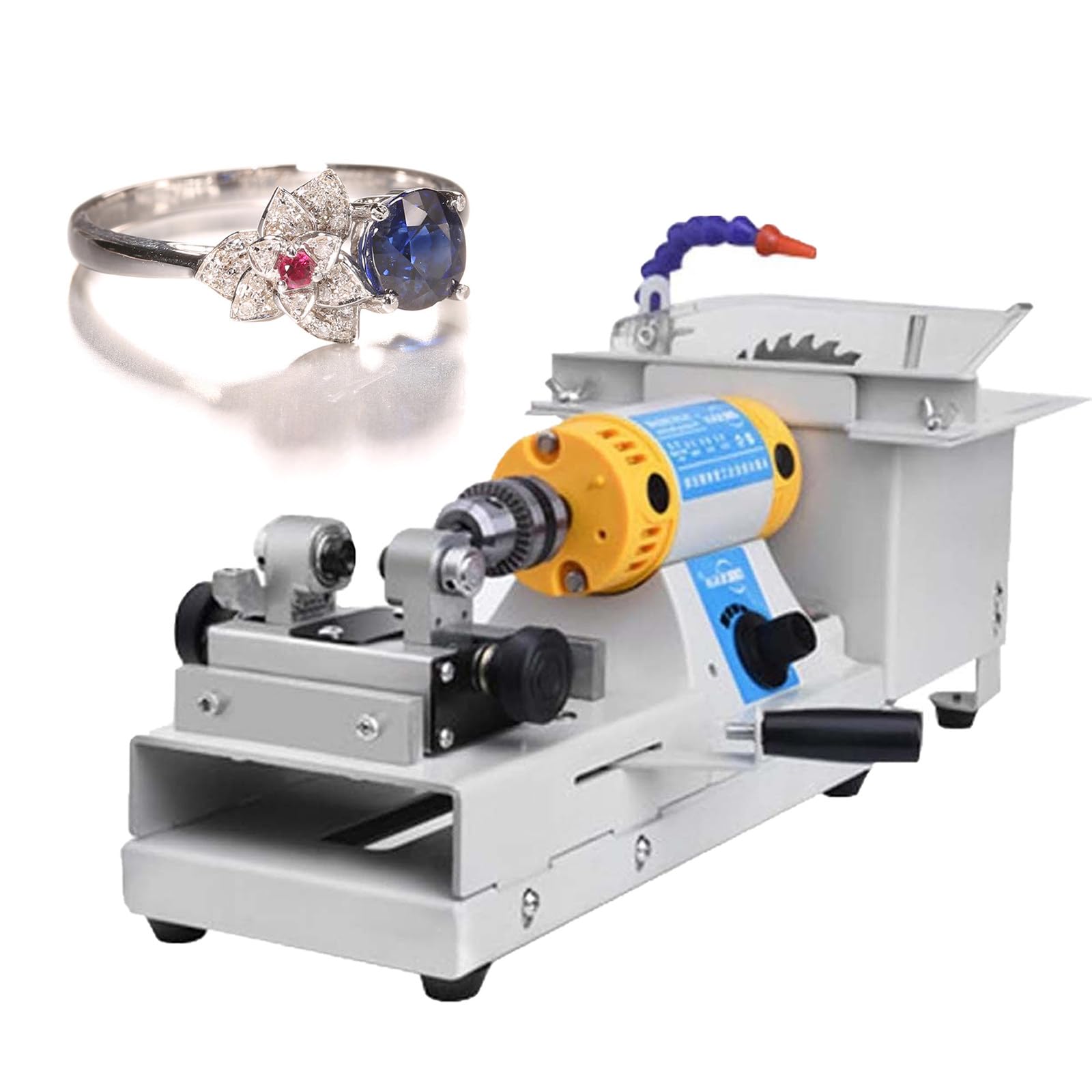Kindevieft Gem Polishing Grinder Machine, 750W Mini Table Rock Saw Jewelry Lapidary Machine, Jewelry Lapidary Grinding Equipment For Gem Jewelry Rock Jade Agate 800-10000 Rpm
