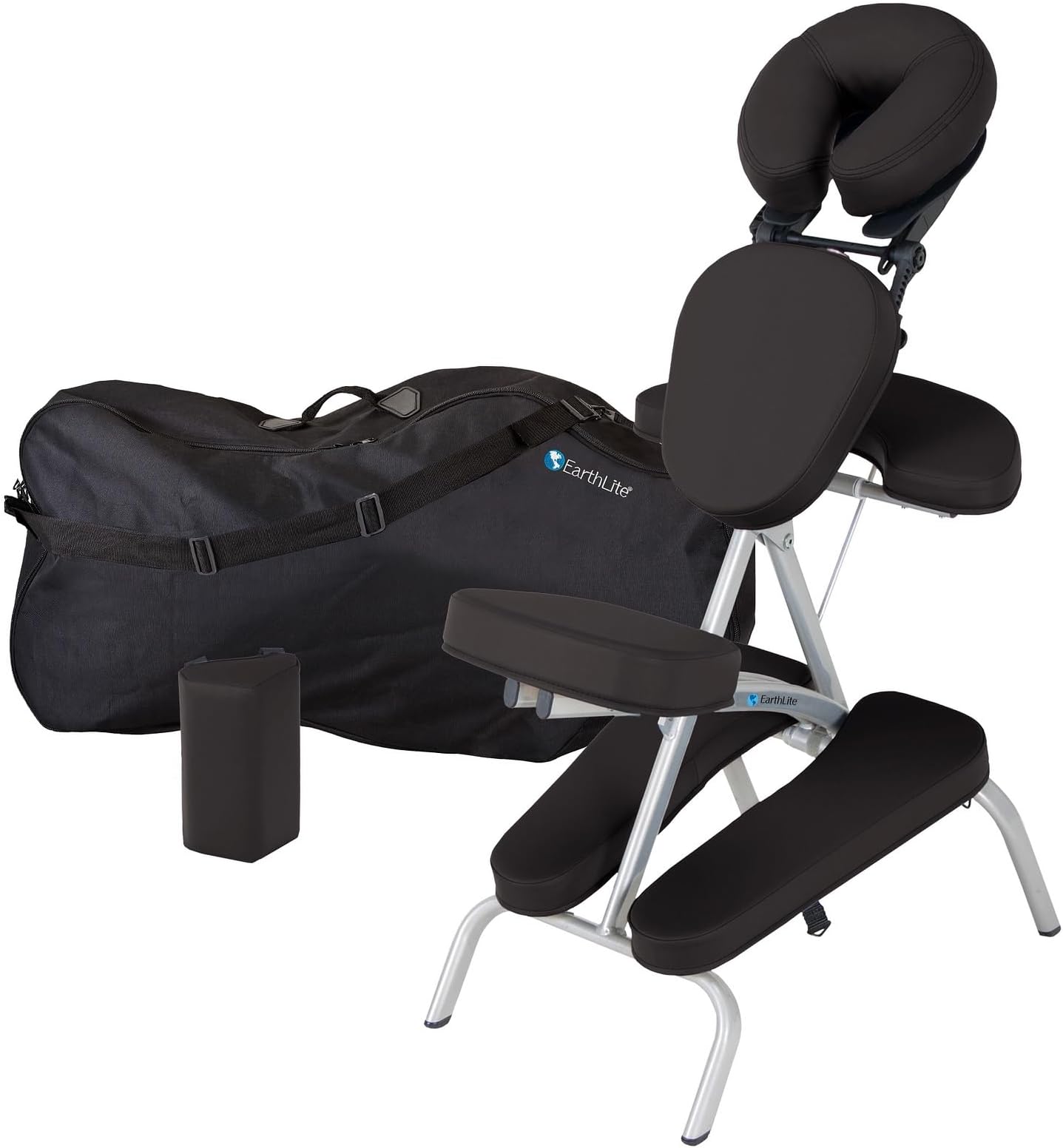 EARTHLITE Portable Massage Chair Package VORTEX - Portable, Compact, Strong and Lightweight incl. Carry Case, Sternum Pad & Strap (15lbs)