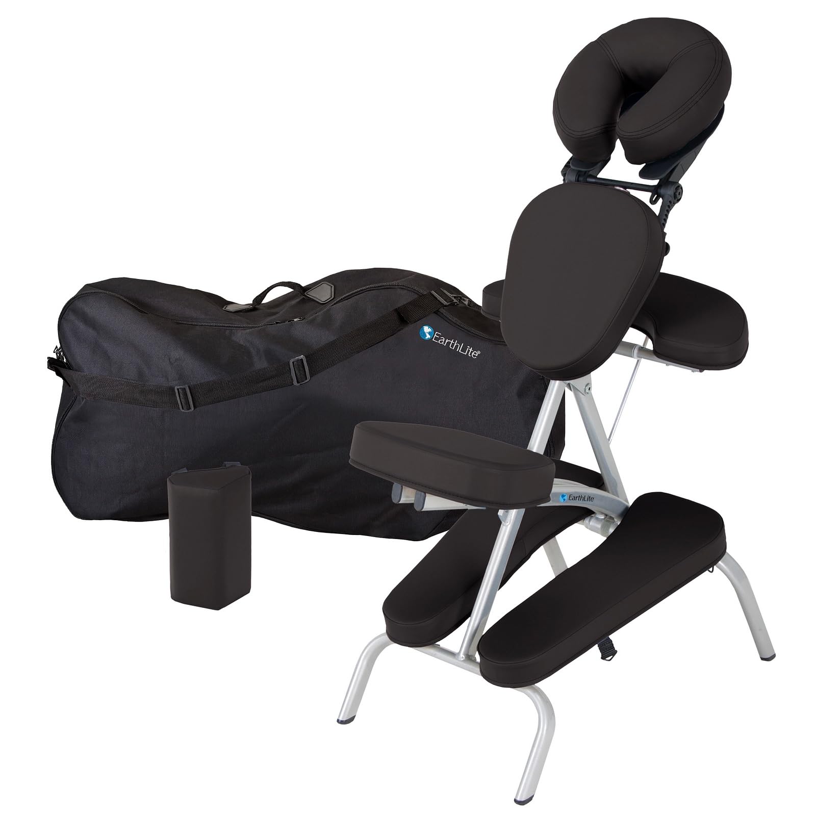 EARTHLITE Portable Massage Chair Package VORTEX - Portable, Compact, Strong and Lightweight incl. Carry Case, Sternum Pad & Strap (15lbs)