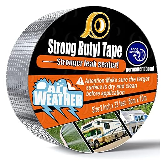 Super Waterproof Tape, No Worries Permanent Aluminum Butyl Tape, Excellently Stop Leak Duct Sealant, All Weather Patch, UV Resistant for Gutter, Pipes, Chimney, Roof, Boat,Tent (5.9in X16.4 ft)