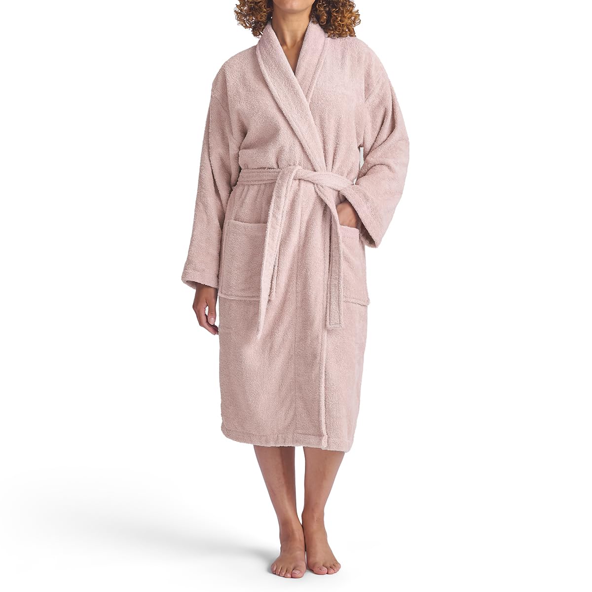 Christy Women's Blush Serene Bath Robe Pink | Super Soft And Fluffy | 100% Combed Cotton | Luxury Dressing Gown | Lightweight, Quick Dry And Snag Free | 320Gsm Bathrobe | Large |