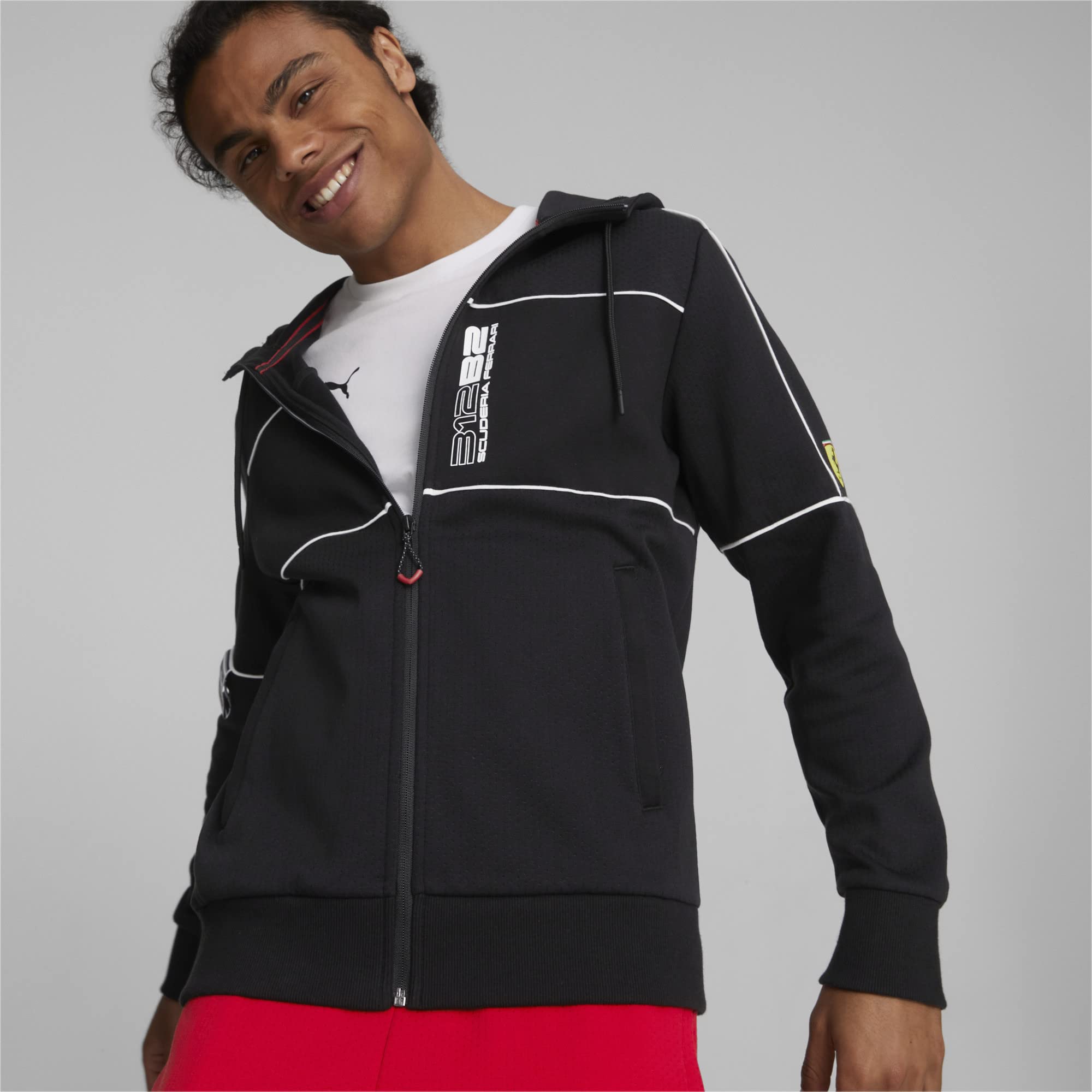 PUMAMen's Standard Scuderia Ferrari Race Hooded Sweat Jacket, Black, XX-Large