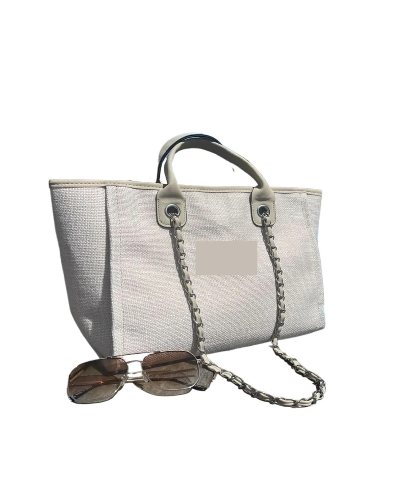 Borsa Da Spiaggia Borsa tote in tela Borsa da spiaggia iniziale Borsa tote con catena regalo di compleanno Borse da sposa di Natale Grande Borsa Da Spiaggia