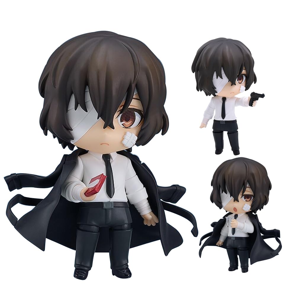 Anjinguang Bungo Stray Dogs Figure,Anime BSD Dazai Osamu Action Figure Statue,Q PVC Model Figurine Collectibles Desk Figur Gifts 10 cm