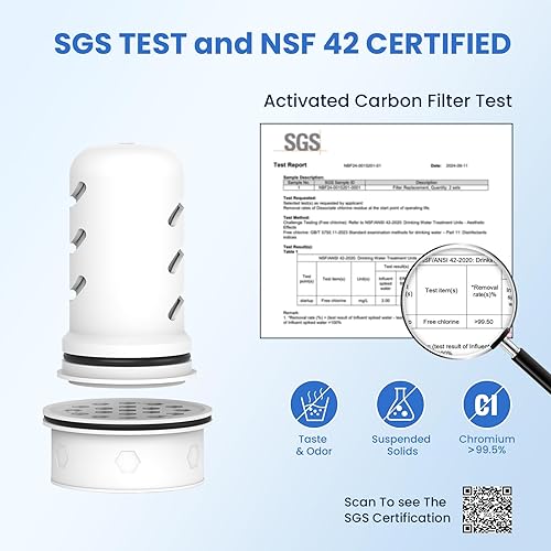 Miniatura 6 de GLACIER FRESH Filtro de jarra de agua de repuesto para dispensadores y sistemas de jarra LS Home, reduce el sabor y el olor del cloro, 3 filtros de