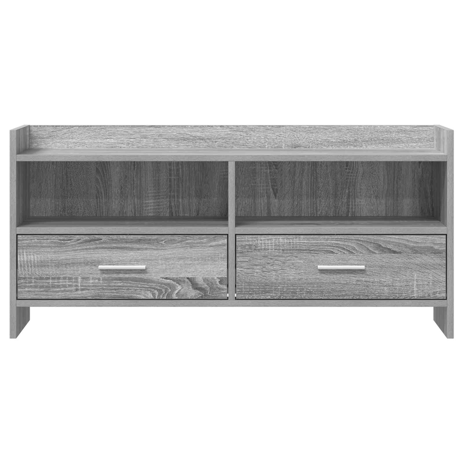 TV-Schrank 100x33x47 cm Grau Sonoma Holzwerkstoff | Metallgriffe, rechteckiges Design, mehrere Fächer, pflegeleicht mit feuchtem Tuch