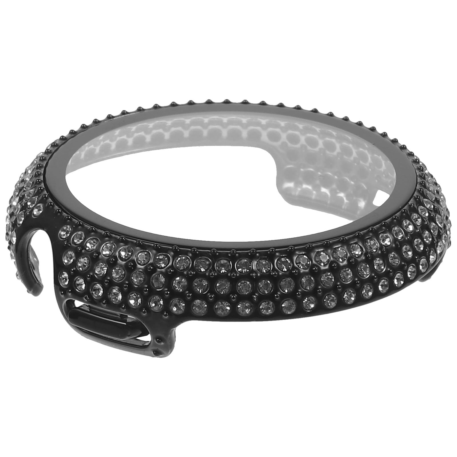 MUELODSIC Diamond-Studded Screen Protector Case for Compatible Smartwatch Anti-Scratch Toughened Glass Cover Shock-Resistant Watch Protector Accessory in Black