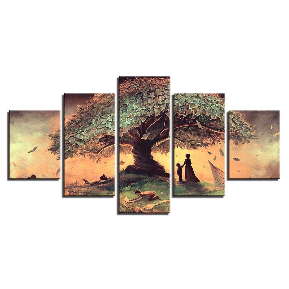 Peinture sur toile de personnes sous le bois : une œuvre moderne et authentique en bois