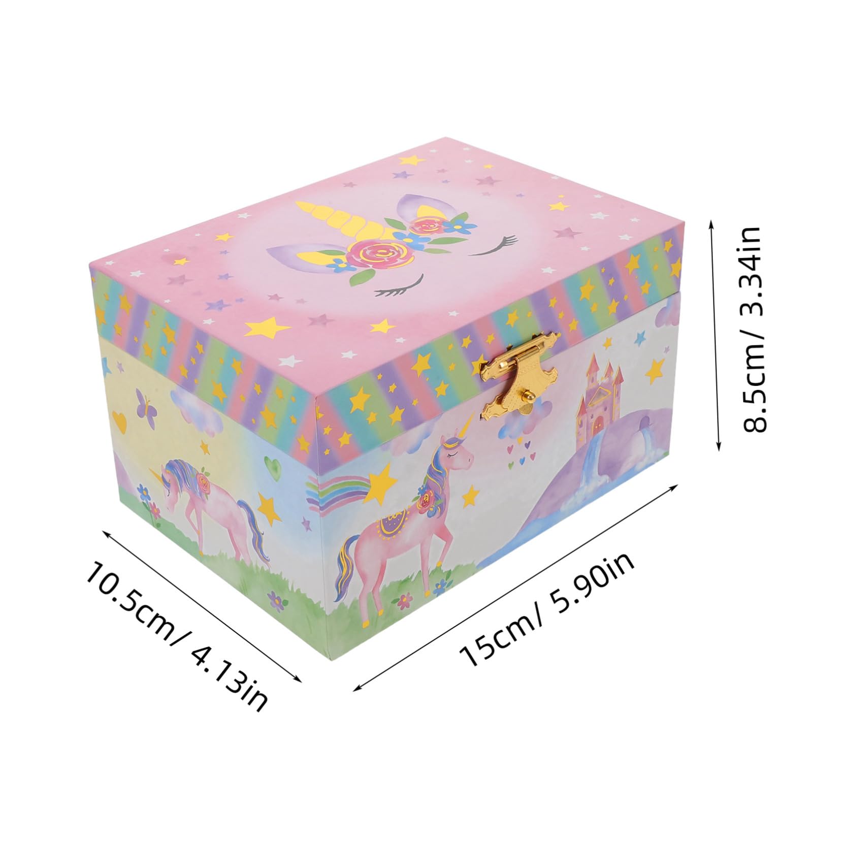Caja de Música para Niña con Diseño de Unicornio, Joyero Musical de Madera con Espejo y Almacenamiento Versátil para Cumpleaños y Año