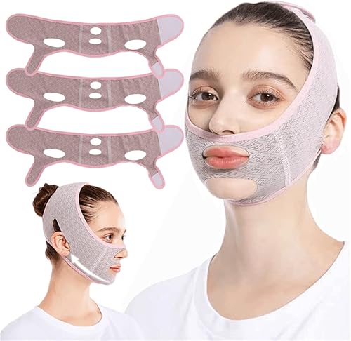 3 mascarillas para dormir de belleza que esculpe la cara, reutilizables, con línea en V, correa para adelgazar la cara, reductor de barbilla doble,