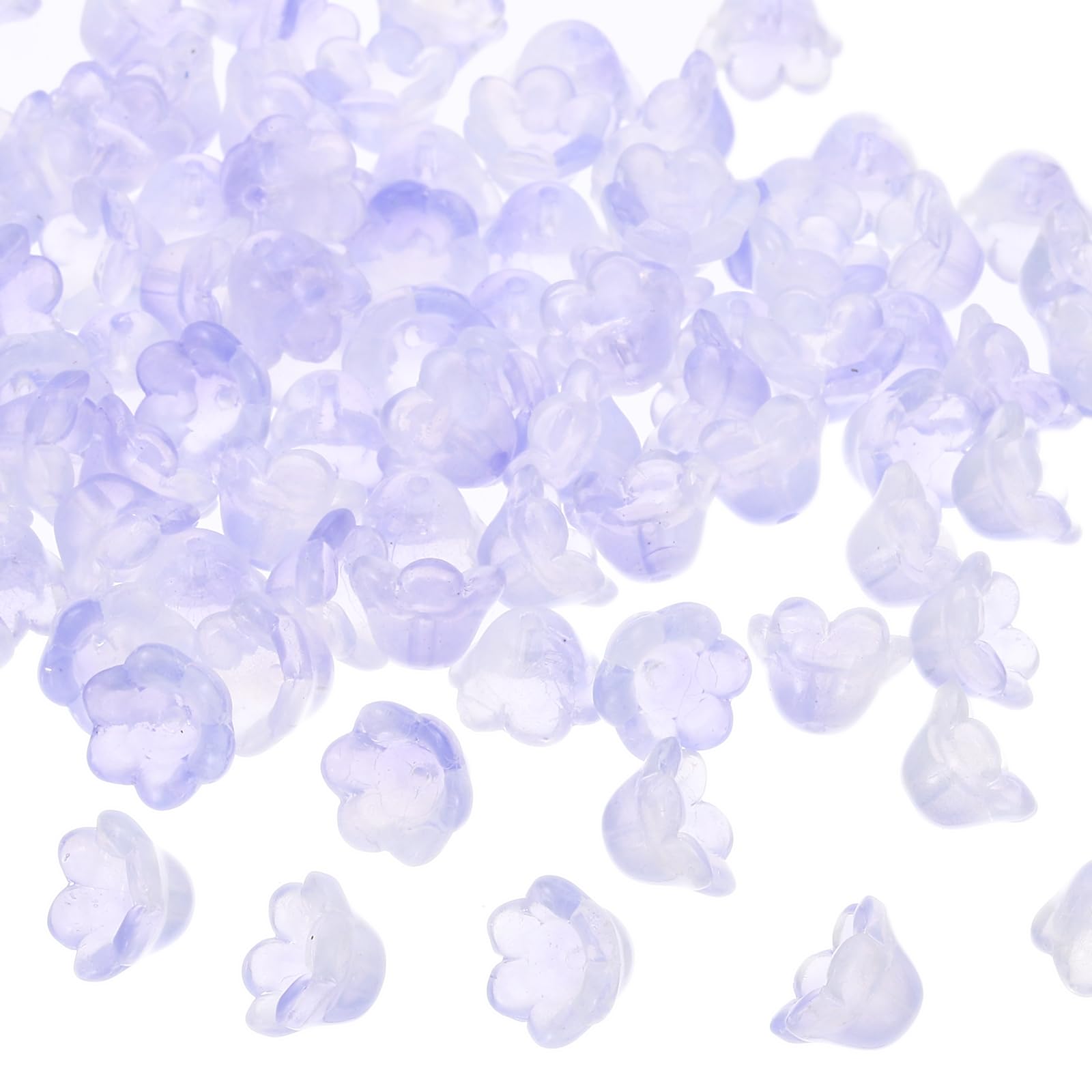 PATIKIL Glass Trumpet Flower Beads, 200 Pcs Gradient Flower Bead Charm for DIY Craft Decorations Purple