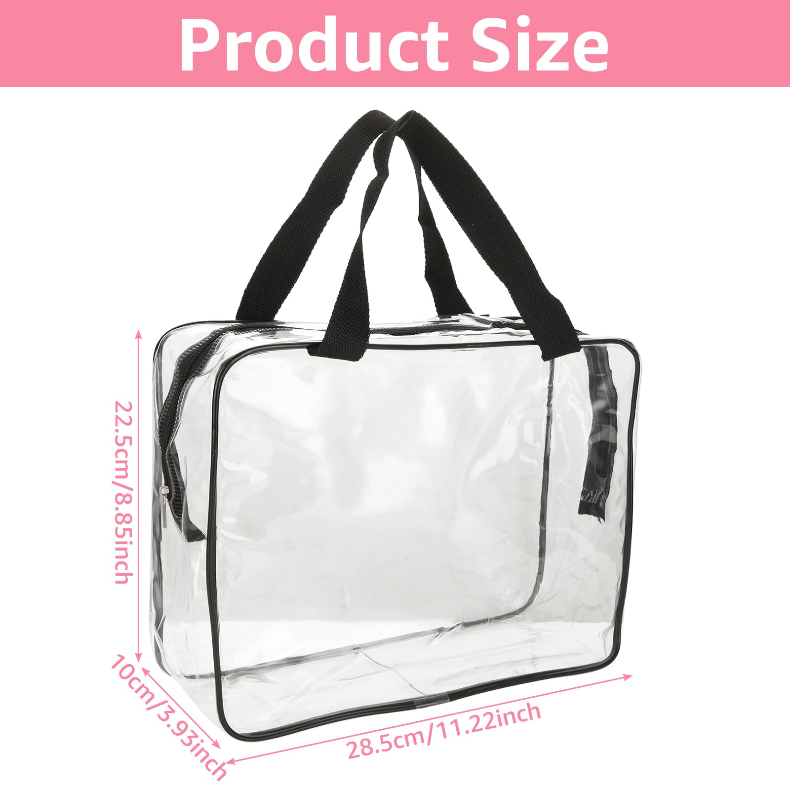 VIDETOL 4 Pcs Large Clear Toiletries Bags, Waterproof Large Transparent Storage Bags with Zipper and Handle - Image 2