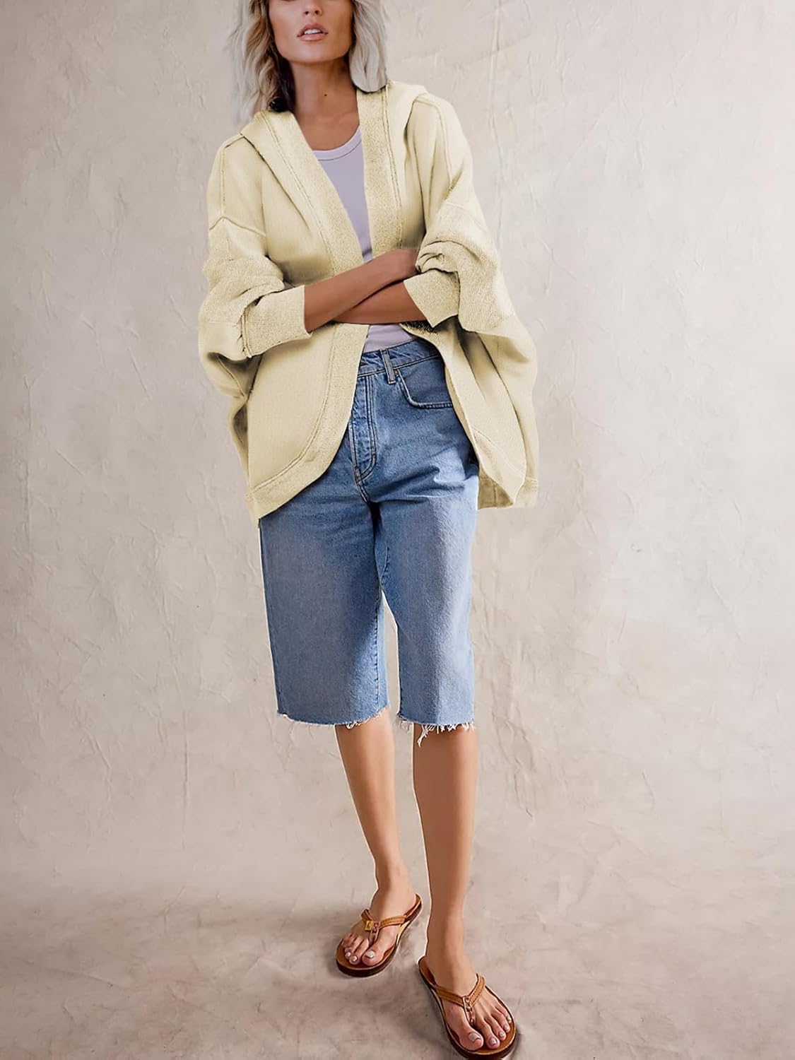 Women' s Drop Shoulder Sweatshirt Fall Clothes Oversized Shrug Long Cardigan Coat Active Loose Casual Outwear - Image 5