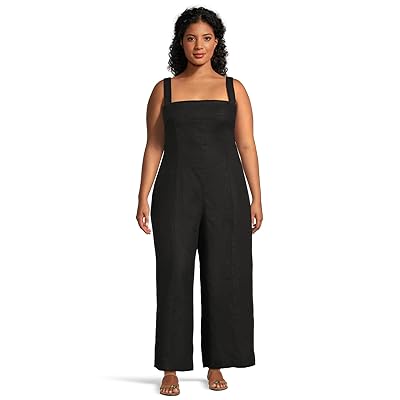 Madewell Square Neck Black Jumpsuit Linen Women
