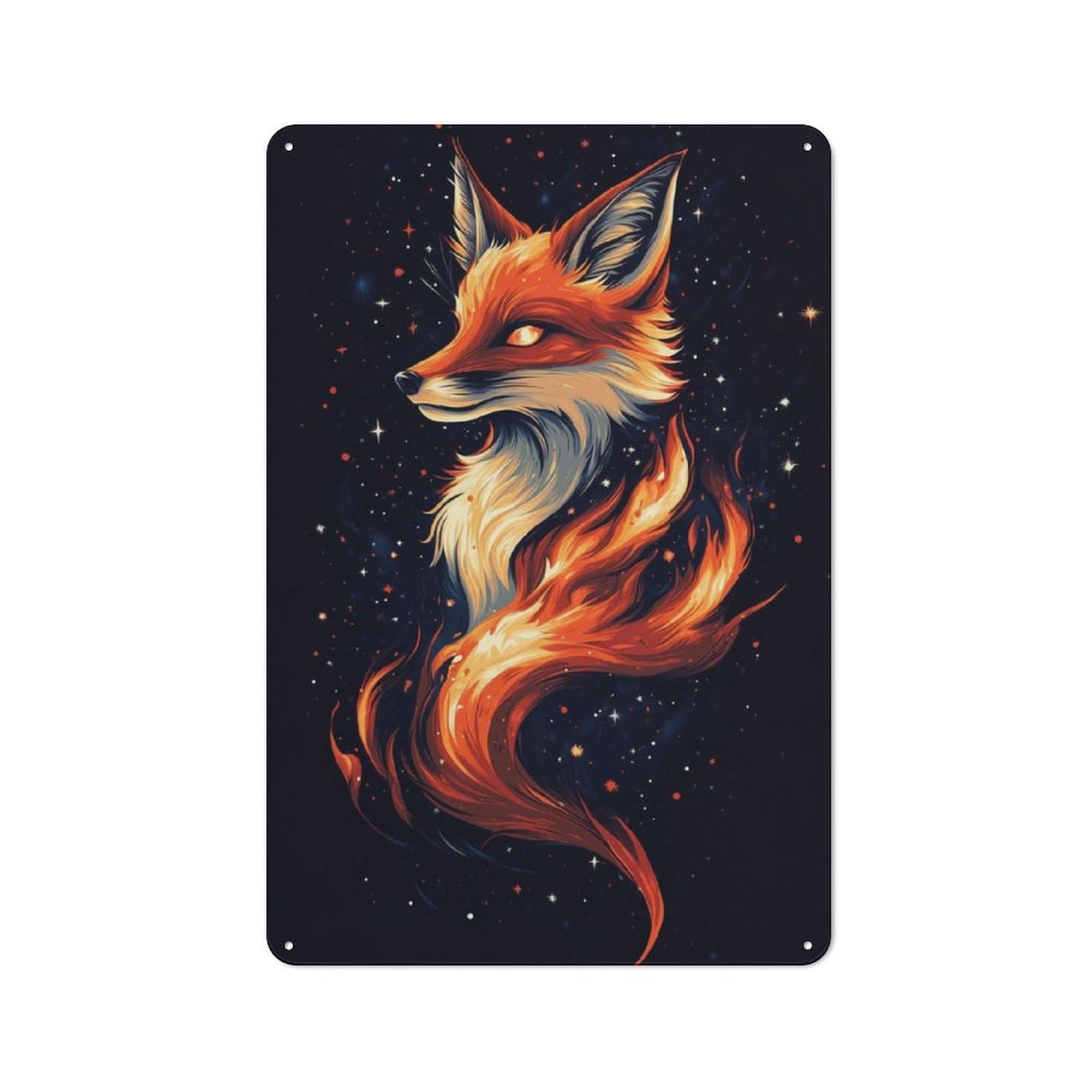 Junmoney Aesthetic Mysterious Fox Retro Tin Sign 30X20cm Featuring For Home Bar Wall, For Collectors Decorating Home Bars And Entertaining Spaces
