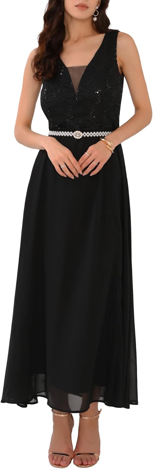 Women's Bridesmaid Long Dresses 2025 Chiffon Sleeveless Slit Front Wedding Guest Formal Cocktail Gowns