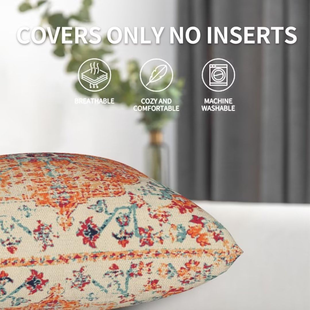 Sunshineyan Boho Pillow Covers 20x20 Set Of 2, Light Blue Beige Carpet