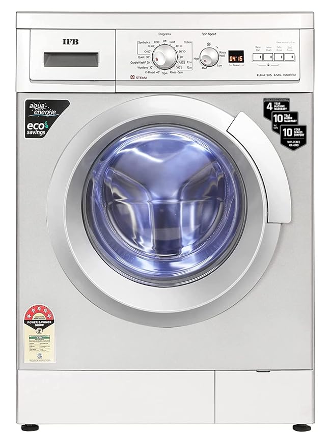 IFB 6.5 Kg 5 Star Fully Automatic Front Load Washing Machine 2X Power Steam (ELENA SXS 6510, Silver, In-built Heater, 4 years Comprehensive Warranty)