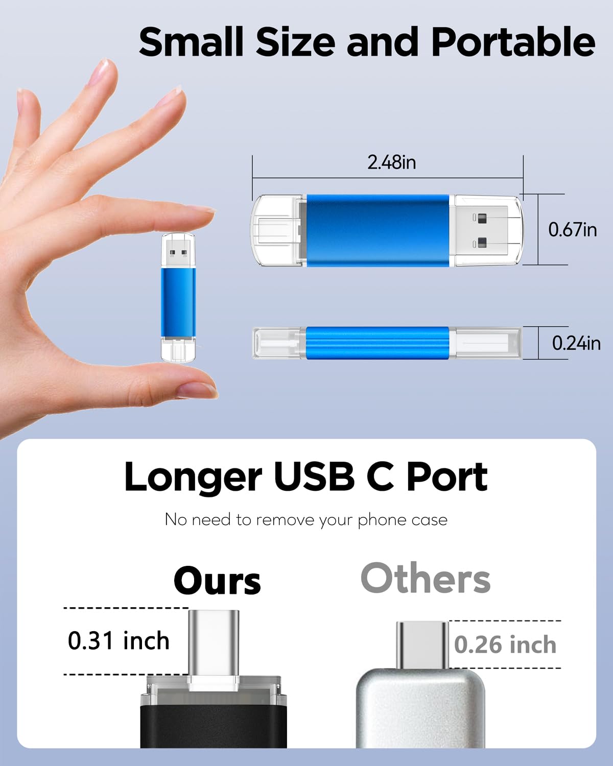 AreTop Chiavetta USB C da 16 GB, USB 2.0, doppia unità flash da 16 GB, 2 in 1, portatile, di tipo C, per smartphone Android, computer, MacBook, tablet, PC, confezione da 5