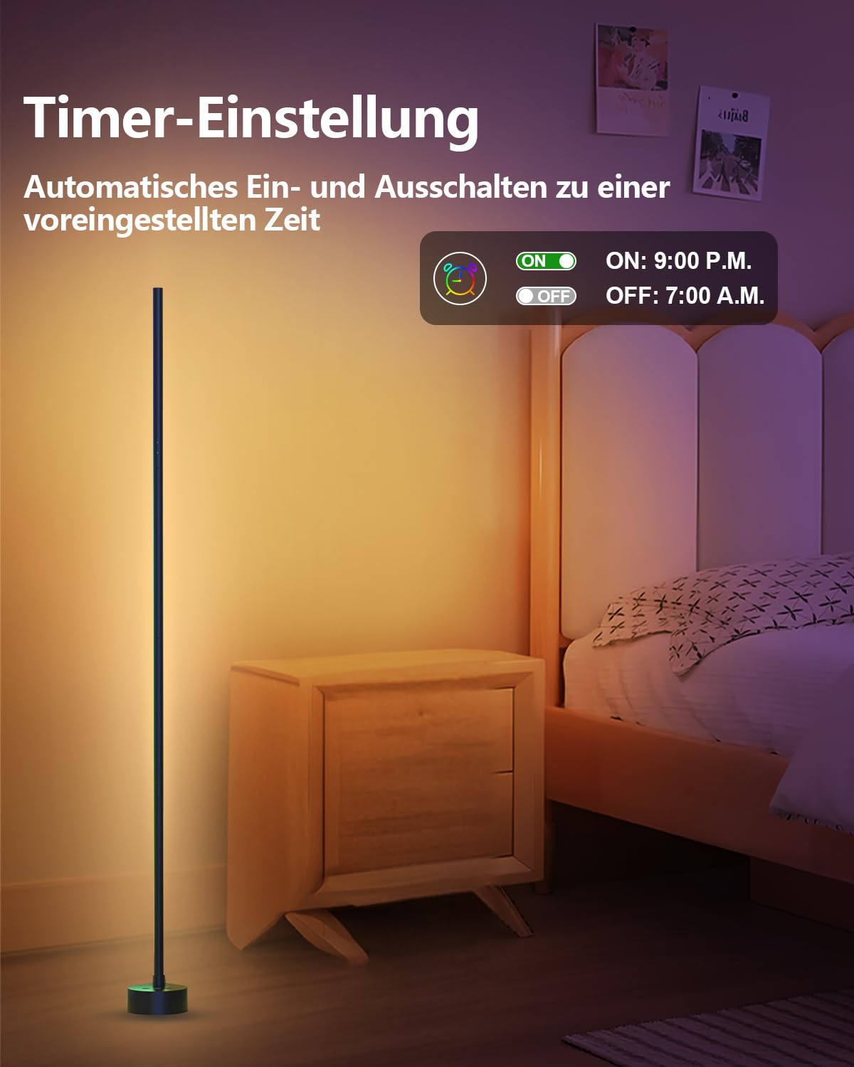 Miortior Lampade da Terra LED, Piantana Lampada da Terra Funziona con Bluetooth, Sincronizzazione Musicale, 16 Milioni di Colori e 68 Modalità di Scenari per Soggiorno, Camere da Letto, Sale Giochi