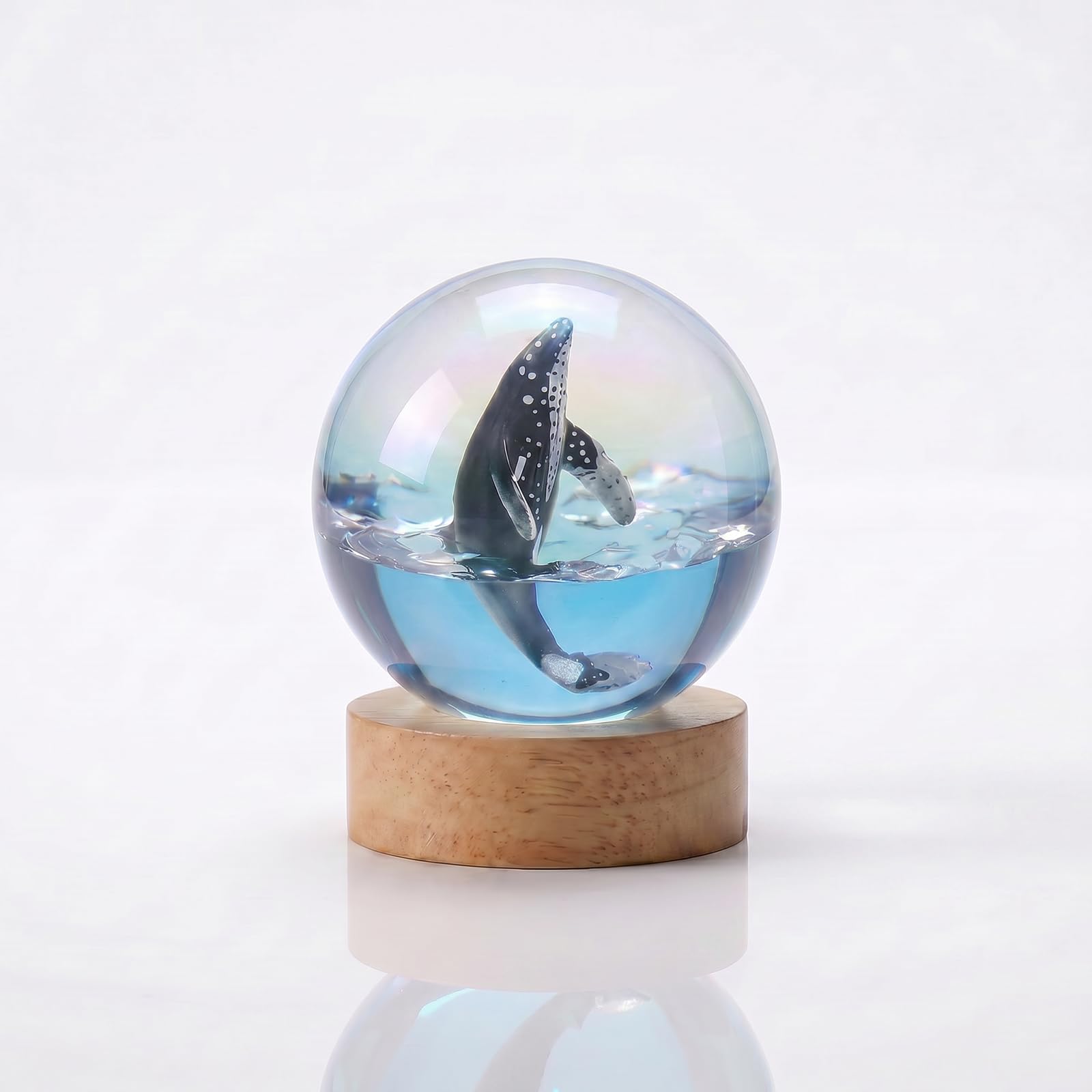 ZZPXMY Ocean Resin Lamp, Marine Animal Crystal Ball Night Light - 3D Manta Ray, Orca, Beluga, Humpback Whale. for Bedroom, Home Decor & Gift Giving（Gray Whale）