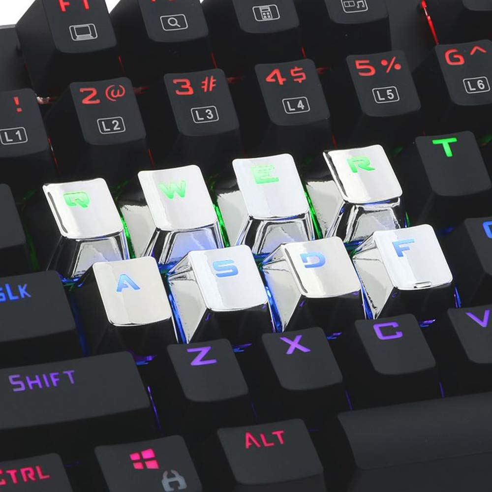 Juego de 12 Teclas PBT retroiluminadas metálicas galvanizadas para Teclado mecánico Cherry MX Axis TLT Retail FPS y MOBA Gaming Switch QWER/ASDF/WASD/Direction con Extractor de Llaves