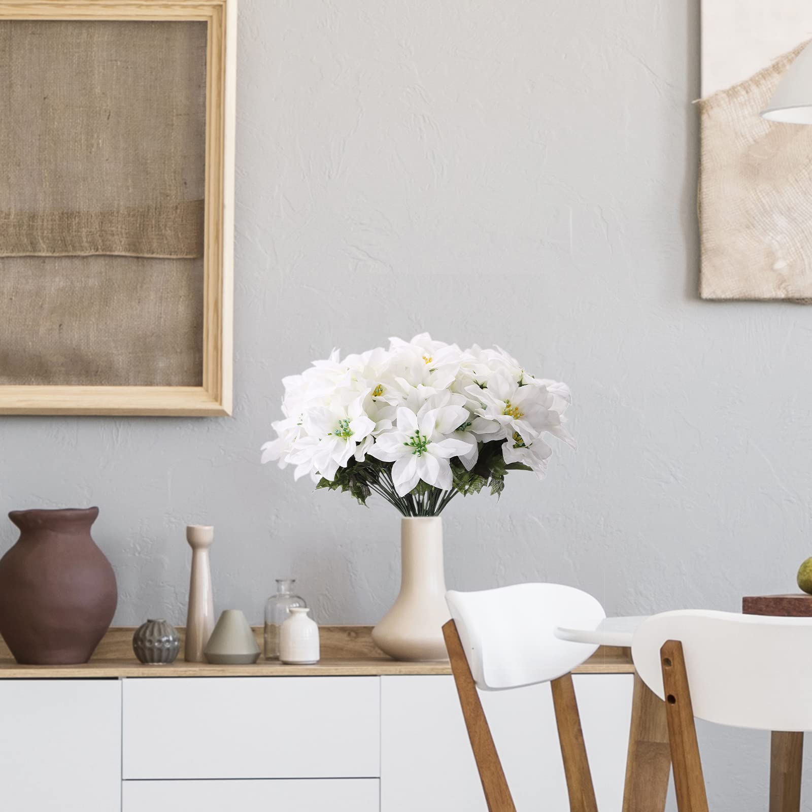 Kunstkerstster rode zijden bloemen decoratie 6 stuks in