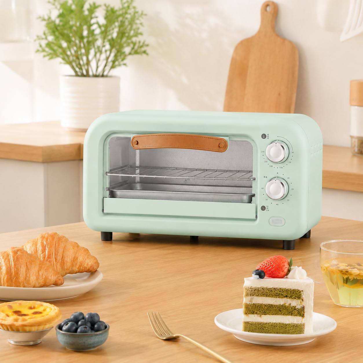 Horno eléctrico compacto, horno multifunción con control de temperatura ajustable para uso doméstico, capacidad de 12 litros, perfecto para hornear y cocinar