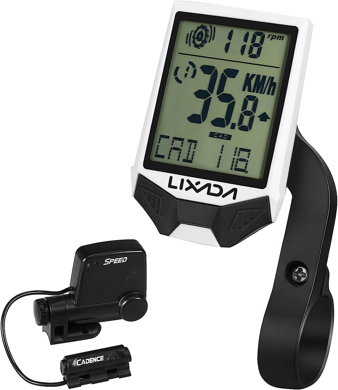 Tachimetro Ciclocomputer Wireless Ciclocomputer Chilometraggio Ciclocomputer Multifunzionale Antipioggia con Display LCD Contachilometri (Color : White)