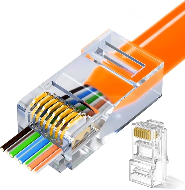 Blenori RJ45 Connector - 100 Pack CAT6 RJ45 Pass Through Connectors Ends, CAT6/CAT5E CAT5 Connectors, Ethernet Cable Crimp Connectors Network Unshielded RJ45 Plugs