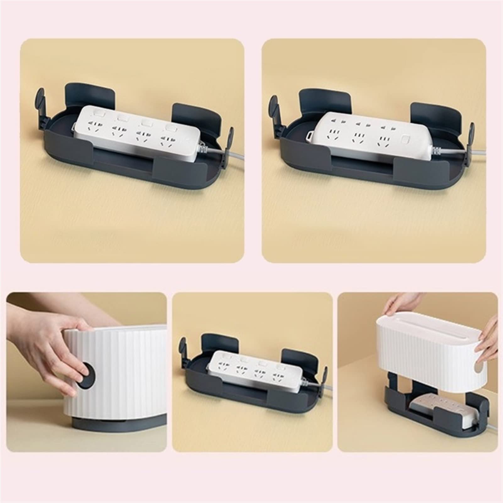 Kabelmanagement-Box Kabelmanagement-Box mit Telefonhalter-Ständer Stromleitungs-Steckdosenleisten-Abdeckung Ladegerät-Adapter-Drähte Hider Desktop-Kabel-Organizer Kabelbox Kabelaufbewahrungsbox (Col