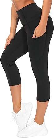 33% off: THE GYM PEOPLE Thick High Waist Capris Yoga Pants with Pockets, Tummy Control Workout Running …