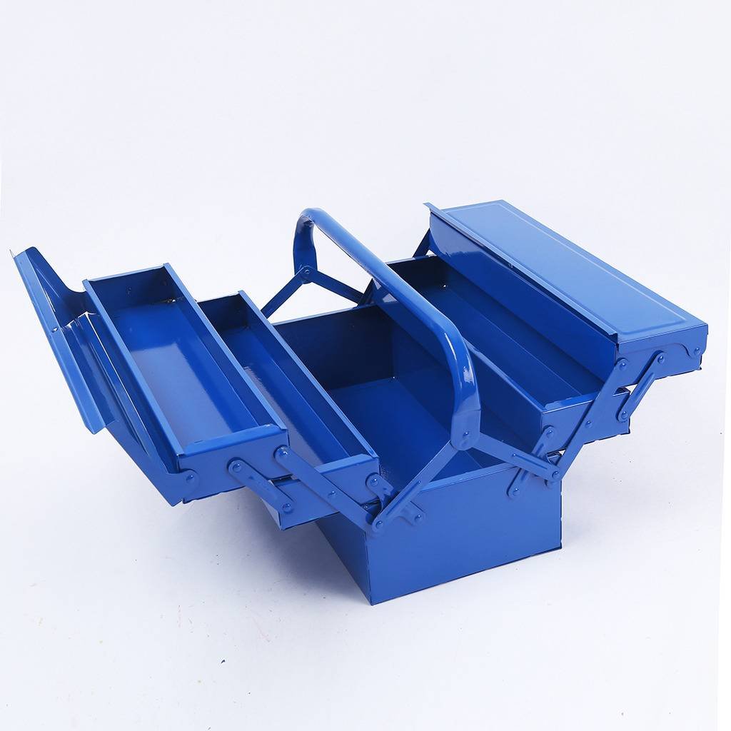 Liquor Cantilever Steel Tool Box Heavy Duty Storage Carrier 16.5 inch Blue Portable with Hand-Carry 5-Tray