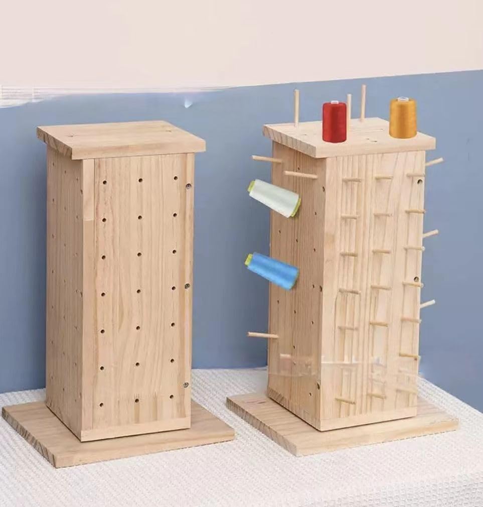 Stojak na nici, organizer na nici, stojak na przędzę, organizer na nici do haftu Drewniany stojak na hafty na biurko, pleciony stojak z drutu, obrotowy stojak na szpulkę DIY, stojak na maszynę do szyc