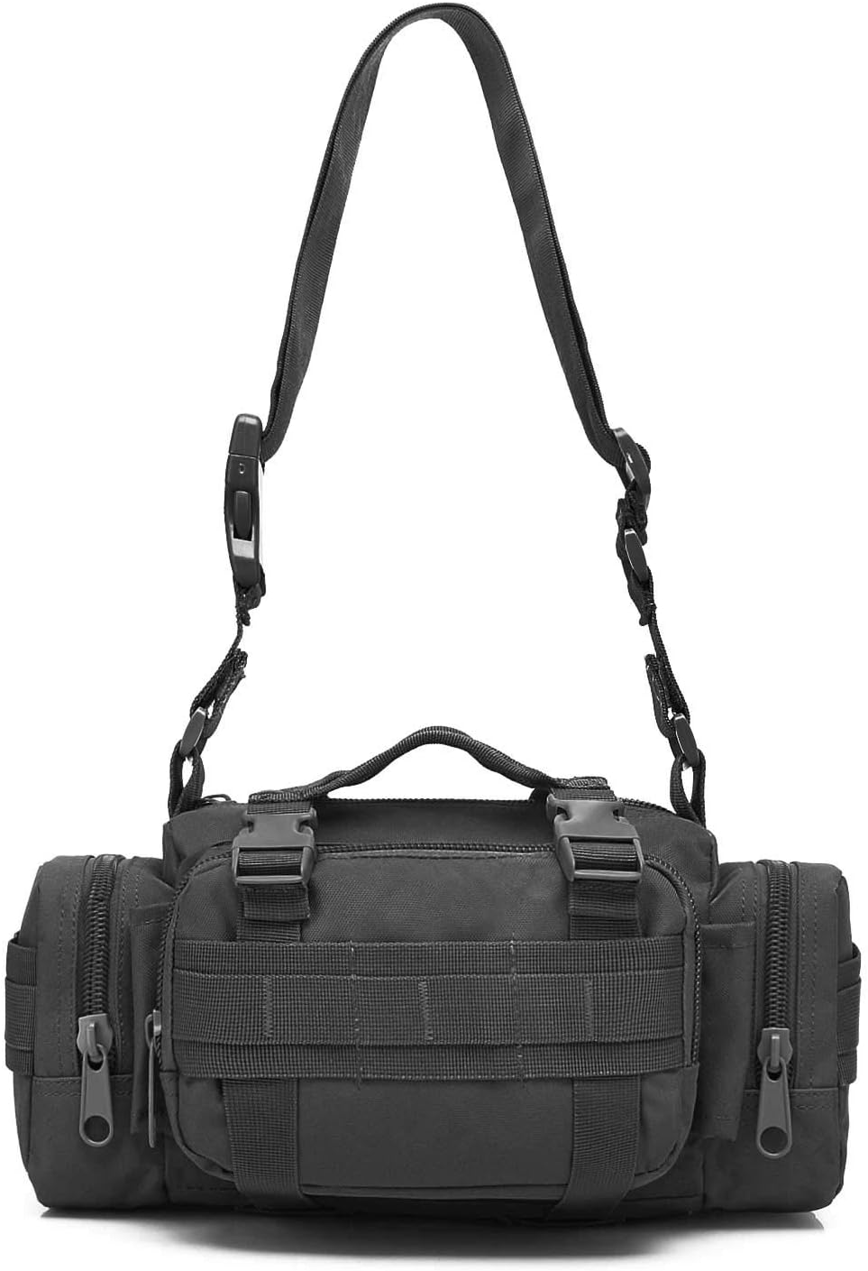 VIIDOO Tactical Duffel Bags for Men, 3P Military Molle Waist Fanny Packs EDC Utility Pouch Crossbody with Shoulder Strap Hand Carry (Black) : Sports & Outdoors