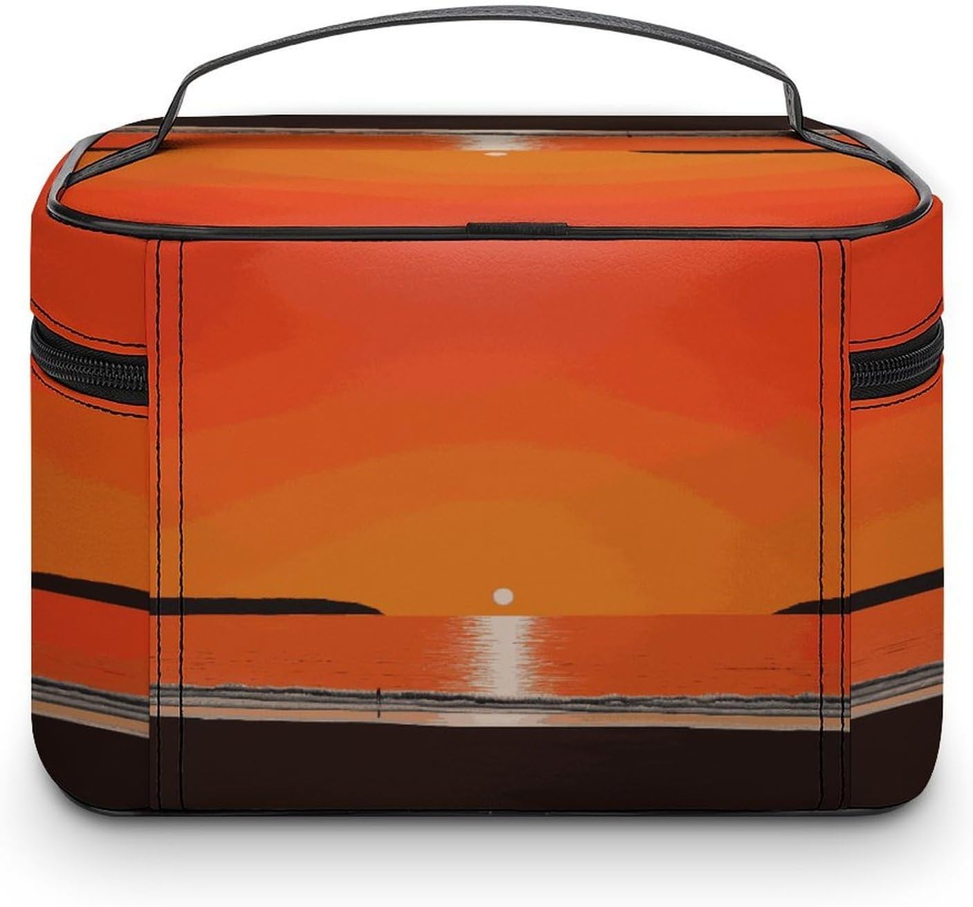 Sunset over Water Travel Makeup Bags Large Capacity Cosmetic Bag for Women Portable Makeup Artist Organizer Bags Waterproof Make Up Bag Lightweight Hand-held Makeup Case image 3