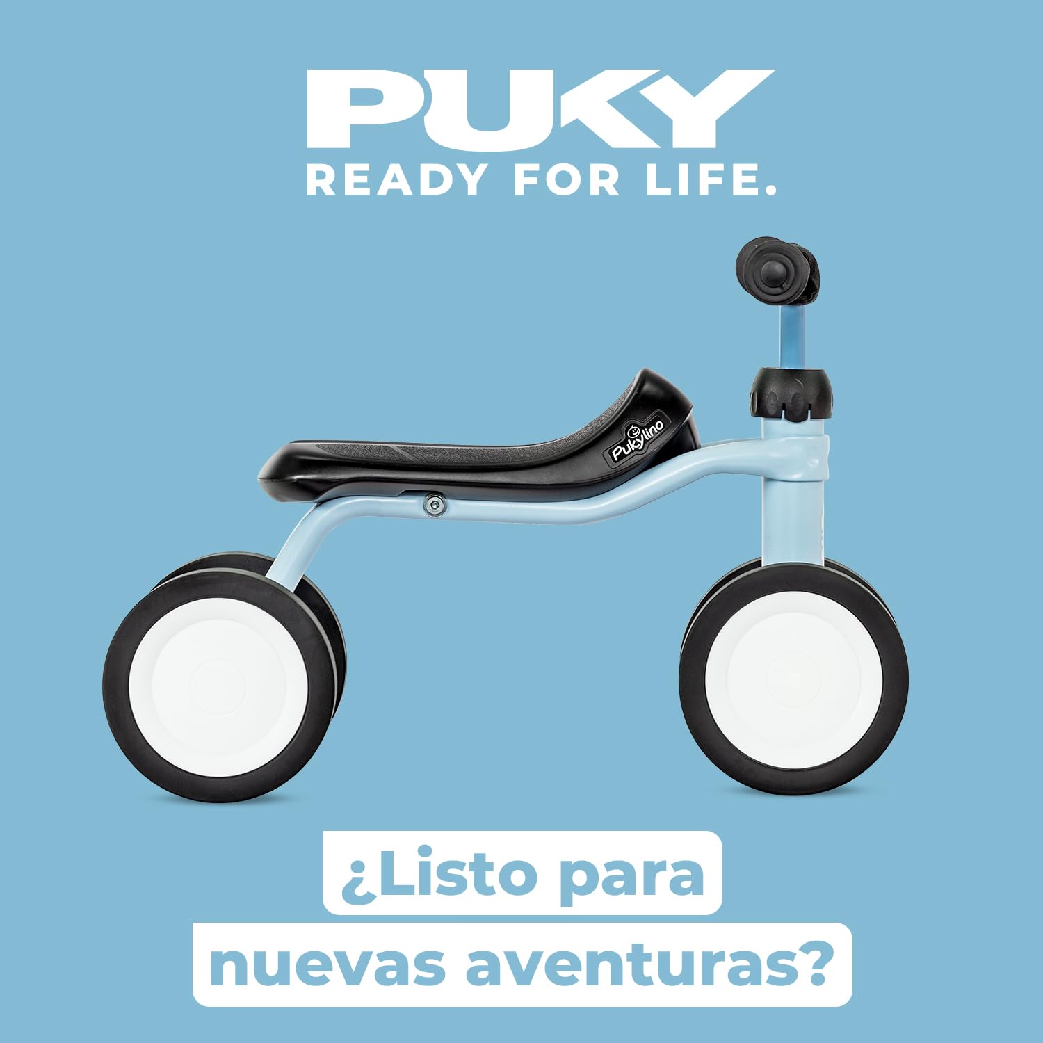 PUKY PUKYLINO Retro Blue | veicolo antiscivolo per interni bambini a partire da 1 anno | Girello | Giocattolo per bambini | Seduta ergonomica, maniglie di sicurezza e cuscinetti per manubrio |