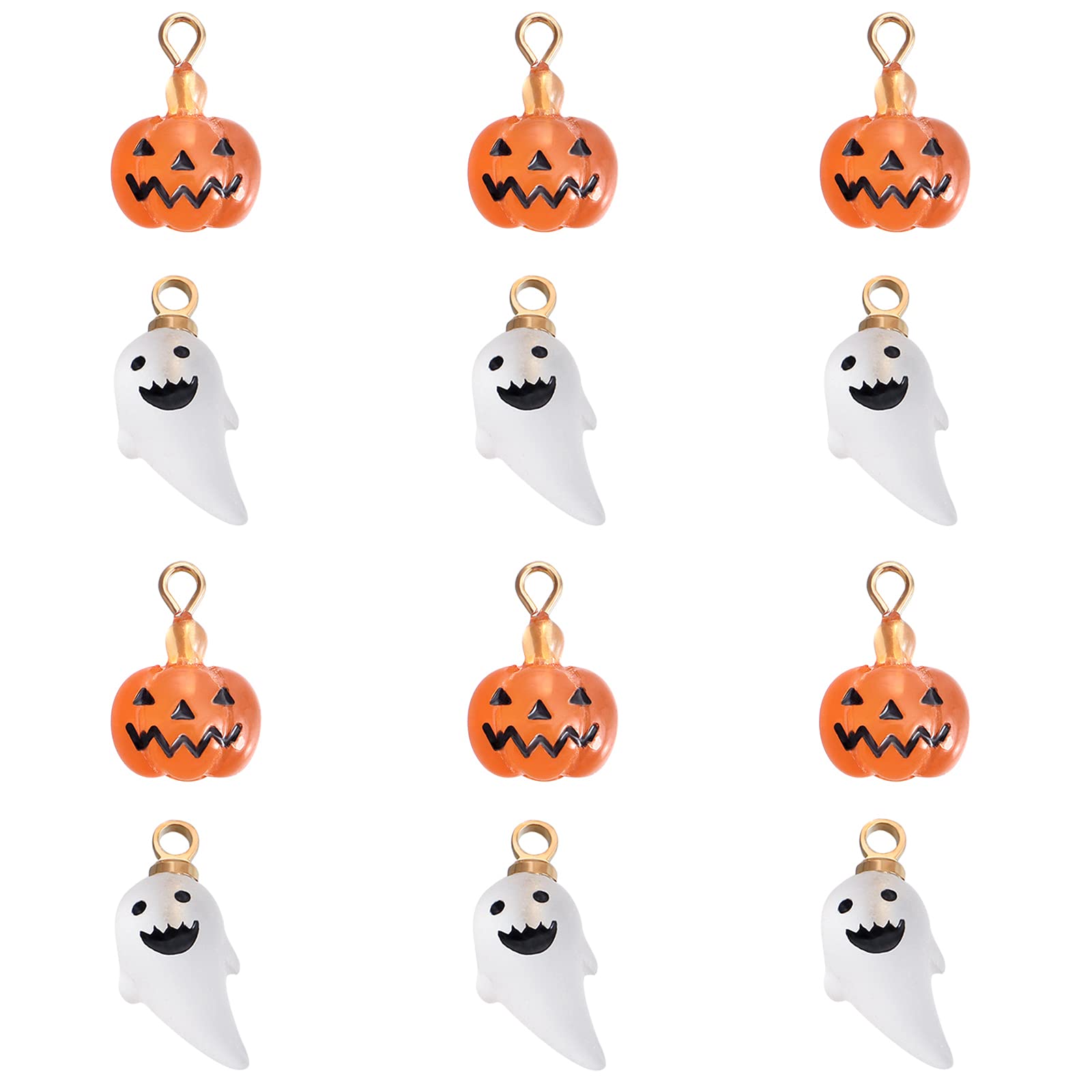 Halloween Decorations Assorted Resin Charms Halloween Pumpkin Charms Ghost Jewelry Making Charms for DIY Bracelet Necklace Pendant Craft 12 Pieces