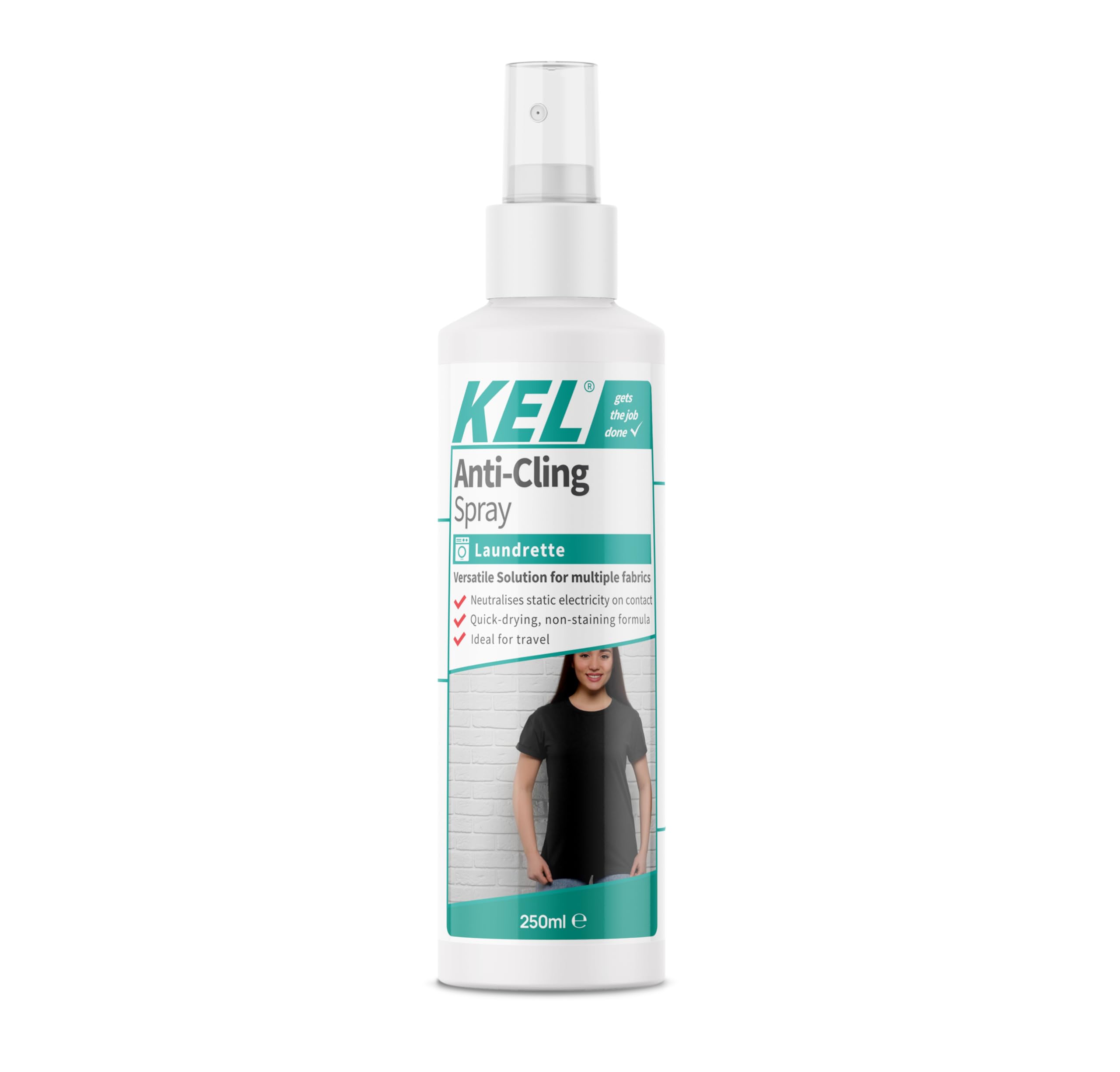 KEL Anti-Static Spray for Clothes 250ml - Eliminate Static Charge & Prevent Cling on Fabrics