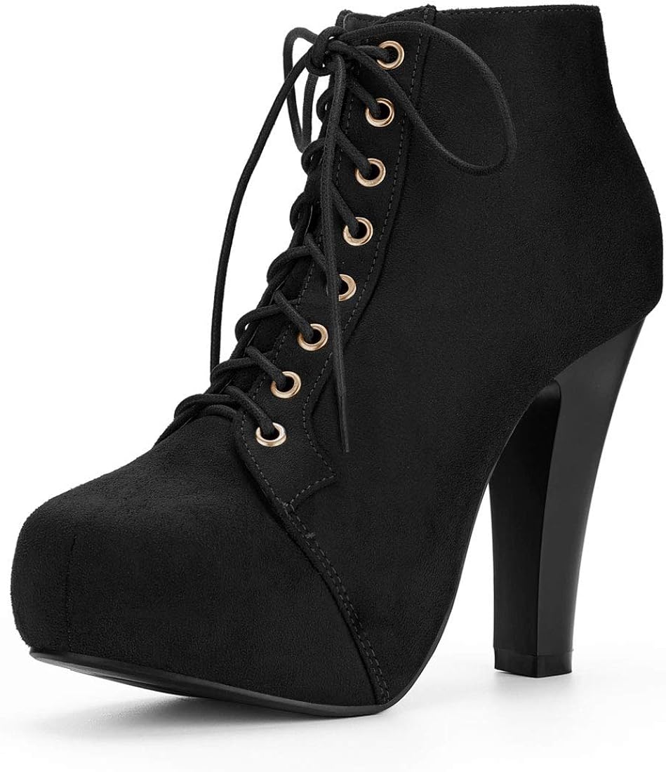 Lace up chunky heel booties Outlet